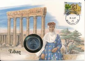 Libanon 1981. 1L Ni felbélyegzett borítékban, bélyegzéssel, német nyelvű tájékoztatóval T:UNC Lebanon 1981. 1 Livre Ni in envelope with stamp and cancellation, with German description C:UNC