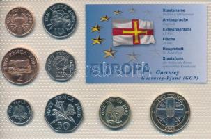 Guernsey 2006. 1p - 2P (8xklf) "Európa pénzérméi" vákuum csomagolt forgalmi érme összeállítás T:UNC-AU Guernsey 2006. 1 Penny - 2 Pounds (8xdiff) "Coins of Europa" vacuum-packed circulation coin set C:UNC-AU