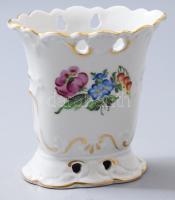 Herendi virágmintás laposváza. Jelzett, 2. oszt. jelzés, hibátlan, m: 12 cm