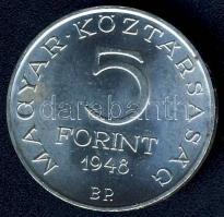 1948. 5Ft Ag "Petőfi" T:1-/2+ kis ph