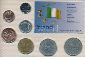 Írország 1986-2000. 1p - 1P (7xklf) "Európa pénzérméi" vákuum csomagolt forgalmi érme összeállítás német nyelvű leírással T:UNC-XF, patina Ireland 1986-2000. 1 Penny - 1 Pound (7xdiff) "Coins of Europa" vacuum-packed circulation coin set with German description C:UNC-XF, patina