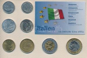 Olaszország 1979-1999. 5L - 1000L (8xklf) "Európa pénzérméi" vákuum csomagolt forgalmi érme összeállítás német nyelvű leírással T:UNC-AU Italy 1979-1999. 5 Lira - 1000 Lira (8xdiff) "Coins of Europa" vacuum-packed circulation coin set with German description C:UNC-AU