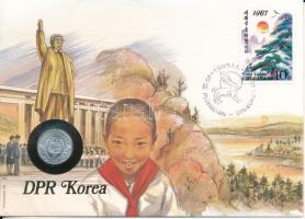 Észak-Korea 1959. 10ch felbélyegzett borítékban, alkalmi bélyegzéssel, német nyelvű leírással T:UNC North Korea 1959. 10 Chon in envelope with stamp and cancellation, with German description C:UNC