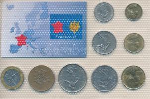 Franciaország 1960-1991. 5c - 10Fr (9xklf) "Európa pénzérméi" vákuum csomagolt forgalmi ér...