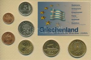Görögország 2000. 1D - 100D (7xklf) "Európa pénzérméi" vákuum csomagolt forgalmi érme összeállítás fénymásolt német nyelvű leírással T:UNC-AU Greece 2000. 1 Drachma - 100 Drachmes (7xdiff) "Coins of Europa" vacuum-packed circulation coin set with copied German description C:UNC-AU