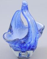 Murano anyagában színezett üvegkosár, jelzés nélkül, m: 21 cm