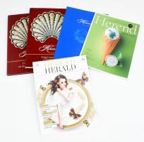 5 db Herendi porcelán témájú könyv és kiadvány: Vadas József - Varga Vera: Herend. Virágzó manufaktúra a 20. században.; Herend. Eine Manufaktur an der Jahrtausendwende. (Német nyelvű).; Herend Herald, a Herendi Porcelánmanufaktúra magazinja 2 száma; Herend angol nyelvű ismertető prospektus. Vegyes állapotban.