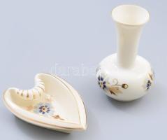 Zsolnay búzavirág mintás váza m: 11,5 cm és hamuzó h: 11,5 cm. Jelzett, hibátlan.