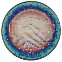 2004. "Csatlakozás 2004 / Köszöntünk újra Európában" ezüstözött fém emlékérem sérült, nem hozzávaló tokban (29mm) T:AU (PP) patina