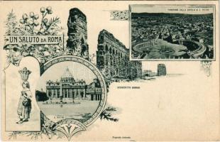 Roma, Rome; S. Pietro, Acquedotto Romano, Panorama dalla Cupola de S. Pietro. Art Nouveau, floral (EK)