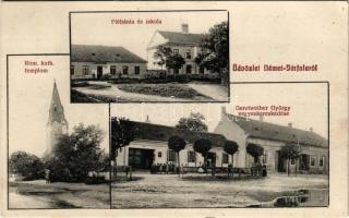 1913 Németjárfalu, Deutsch Jahrndorf; plébánia és iskola, Római katolikus templom, Gerstweiber György vegyeskereskedő üzlete / Schule, Kirche, Pfarrhof, Warendhandlung / school, church, parish, shop (fl)