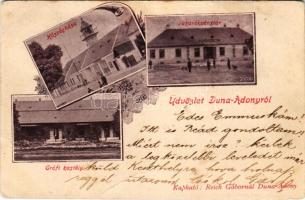 1900 Adony, Duna-Adony; községháza, takarékpénztár, Grófi kastély. Kapható Reich Gábornál (EB)