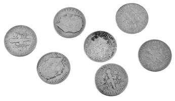 Amerikai Egyesült Államok 1946-1964. 10c Ag "Roosevelt" (7xklf) T:XF,VF patina USA 1946-1964. 10 Cents Ag "Roosevelt" (7xdiff) C:XF,VF patina Krause KM#195