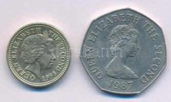 Jersey 1987. 50p Cu-Ni "II. Erzsébet" + 1998. 1P "XIX. századi hajóépítés" forgalmi emlékkiadás T:2 kis patina, karc Jersey 1987. 50 Pence Cu-Ni "Elizabeth II" + 1998. 1 Pound "19th century Jersey Shipbuilding series" circulating commemorative coin C:XF small patina, scratch Krause KM#58.1, 101