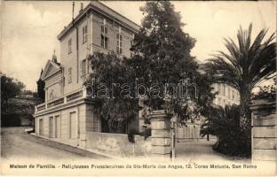 Sanremo, San Remo; Maison de Famille. Religieuses Franciscaines de Ste-Marie des Anges. 12, Corso Matuzia