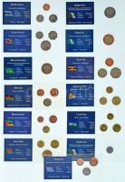 Vegyes 13db-os "A világ pénzérméi" sorozat vákuum csomagolt forgalmi érme összeállítás, benne Afrika és Óceánia érméi T:UNC-AU, patina Mixed 13pcs "Coins of the world" series vacuum-packed circulation coin set, including African and Oceanic coins C:UNC-AU, patina