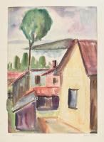 Horkay György (1934-?): Balatonfüredi részlet. Akvarell, papír. Jelzett. Paszpartuban. 38,5x27 cm