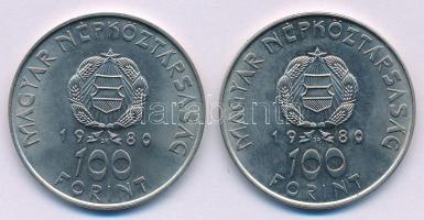 1980. 100Ft Ni "Szovjet-magyar közös űrrepülés" (2x) T:AU Adamo EM61