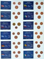 Vegyes 12db-os "A világ pénzérméi" sorozat vákuum csomagolt forgalmi érme összeállítás, benne Európa eurocent érméi T:UNC-AU Mixed 12pcs "Coins of the world" series vacuum-packed circulation coin set, including European eurocent coins C:UNC-AU