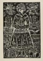 Donáth Gyula (1924-1984): A város anyja, 1983. Linómetszet, papír. Jelzett. Próbanyomat próba I jelzéssel. Lap széle kissé foltos. 50x35 cm