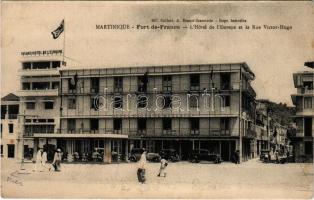 Fort-de-France, L'Hotel de l'Europe et la Rue Victor Hugo / hotel, automobiles, street (Rb)