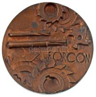 Mladonyiczky Béla (1936-1995) DN "Forcon" öntött bronz emlékérem, hátoldalán névre szóló gravírozással (92mm) T:AU kis patina