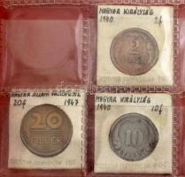 7xklf magyar érméből álló tétel, közte 4xklf érmén karc, szennyezett kisalakú berakóban T:XF-F