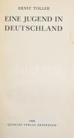 Ernst Toller: Eine Jugend in Deutschland. Amsterdam, 1933., Querido Verlag, XV+287+1 p. Német nyelven. Első kiadás. Magyarul: "Német voltam én is..." címen jelent meg. Kiadói kopott egészvászon-kötés, egy lapon ceruzás bejegyzésekkel, régi intézményi bélyegzéssel. Ernst Toller (1893-1939) zsidó származású német író, drámaíró, baloldali politikus és forradalmár, aki expresszionista darabjairól ismert. 1919-ben hat napig szolgált a rövid életű Bajor Tanácsköztársaság elnökeként, majd a hadsereg vezetője lett. Öt évre bebörtönözték a Bajor Tanácsköztársaság berlini központi kormányzattal szembeni fegyveres ellenállásában való részvételéért. A börtönben több színdarabot írt, amelyek nemzetközi hírnevet szereztek számára. A nácik hatalomra kerülése után, 1933-ban száműzték Németországból. 1936-1937-ben előadást tartott az Egyesült Államokban és Kanadában, egy ideig Kaliforniában telepedett le, mielőtt New Yorkba ment volna. Ott csatlakozott más száműzöttekhez. 1939 májusában öngyilkos lett.