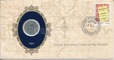India DN(1969) 50p Ni "Great Historic Coins of the World" felbélyegzett borítékban, bélyegzéssel T:VF India ND(1969) 50 Paise Ni "Great Historic Coins of the World" in envelope with stamped stamp C:VF