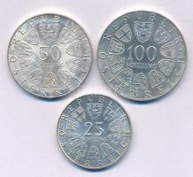 Ausztria 1970. 50Sch Ag "Innsbrucki Egyetem 300. évfordulója" + 1973. 25Sch Ag "Max R...