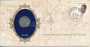 Belgium 1923. 1Fr Ni "Great Historic Coins of the World" felbélyegzett borítékban, bélyegzéssel T:VF, patina Belgium 1923. 1 Francs Ni "Great Historic Coins of the World" in envelope with stamped stamp C:VF, patina