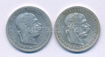 Ausztria 1896-1899. 1K Ag "Ferenc József" (2x) T:XF,VF Austria 1896-1899. 1 Corona Ag &quo...