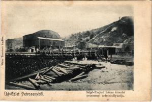 1913 Petrozsény, Petrosani; A Salgótarjáni bánya társulat szénosztályozója, iparvasút, vonat. Weisz Testvérek kiadása / coal mine and industrial railway (ázott / wet damage)