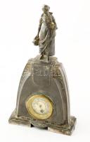 Szecessziós ón asztali óra, vízhordó nőalakkal. I, világháborús emlék felirattal. Óraszerkezet nem működik. 31 cm