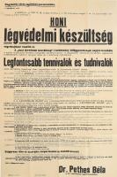 1940 Honi légvédelmi készültség nagy plakát 60x94 cm Hajtva, jó állapotban
