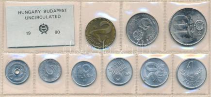 1980. 2f-10Ft (9xklf) érmés forgalmi sor fóliatokban T:UNC Adamo FO13