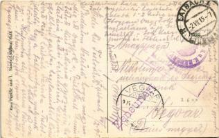 1915 Ljubljana, Laibach; Vaso Petricic / Hotel Elefant, general view, square, castle + "Zensuri...