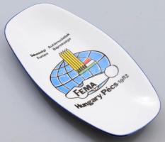 Zsolnay FEMA 1982 dísztál, jelzett, h: 18 cm