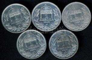 1893-1915. 1K Ag (5x) 4klf évszámmal T:2/3,3