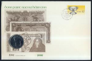 Írország 1990. 1Ł bélyeges érmés borítékon T:BU