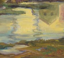 Áts Géza (-): Faluvége. Olaj, vászon. Jelezve jobbra lent. 50×60 cm