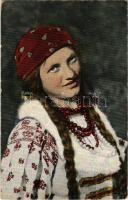 1918 Ukrainische ruthenische Mädchen / ukrán ruszin leány / Ukrainian folklore, Ruthenian (Rusyn) girl + "Feldbahn Nr. 8. Etappenbetriebsection" (EK)