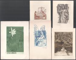 Vén Zoltán (1941- ): 4 db klf. ex libris és kisgrafika. Klf. technikák, papír, mindegyik jelzett, részben számozott, klf. méretekben, egyik lap széle kissé foltos