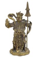 Dharma őrző király Buddhista réz szobor m: 16 cm