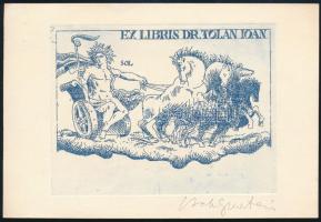 Cseh Gusztáv (1934-1985) Ex libris dr. Tolan Ioan. Rézkarc, papír, jelzett, 8x11 cm