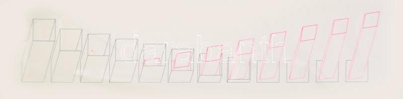 Kovács Attila (1938-2017): Geometrikus kompozíció, 1968/69. Szitanyomat, papír, jelzett és számozott (25/75) a hátoldalán, 22x67 cm. Ritka, korai és színes grafika az életműből! Szélén képet nem érő törésnyommal. / screenprint on paper, signed and numbered (25/75) on the reverse,