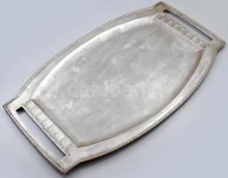 Jugendstil ezüst (Ag) szervírozótálca, 67x40cm, jelzett, patinás, 2250g