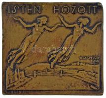 Beck Ötvös Fülöp (1873-1945) 1930. "Buda Pest / Isten hozott" kétoldalas bronz plakett (64...