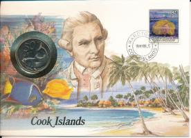 Cook-szigetek 1987. 50c Cu-Ni felbélyegzett borítékban, bélyegzéssel, német nyelvű leírással T:UNC, patina Cook Islands 1987. 50 Cent Cu-Ni in envelope with stamp, with German description C:UNC, patina