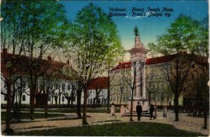 1917 Vinkovce, Vinkovci; Franz Josefs Platz / tér, Szentháromság szobor / square, Trinity statue (EB)